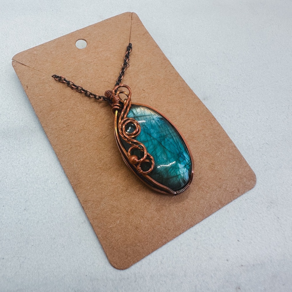 Labradorite wire wrapped necklace